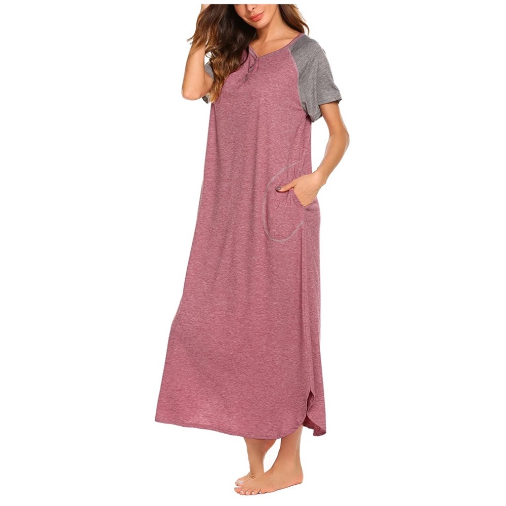 Grey and pink v neck night dress 📦 (XL -58) - Picture 13 of 15